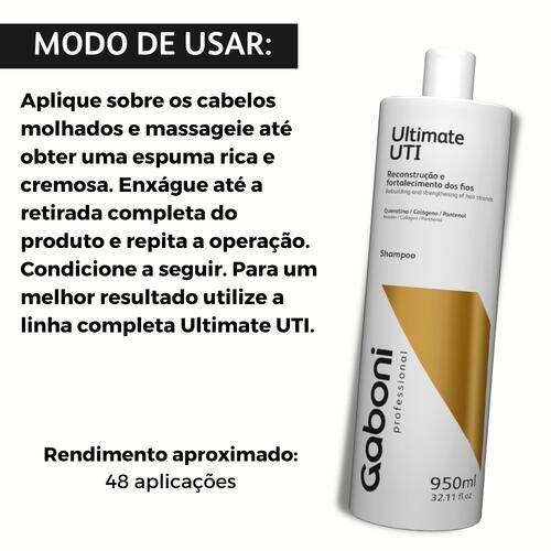 Tratamento Profissional de Reconstruo Intensa Shampoo 950ml + Condicionador 950ml + Mscara 450g Ultimate UTI Gaboni
