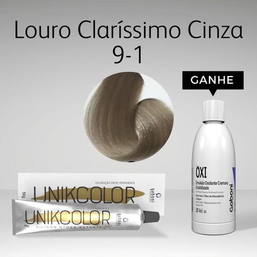 UnikColor 9-1 Louro Clarssimo Cinza 50g Gaboni