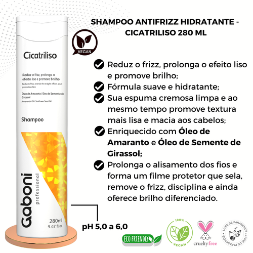 Shampoo Hidratante Ps Progressiva Cicatriliso 280ml Gaboni
