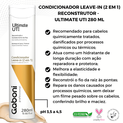 Reconstruo para Cabelos Loiros Shampoo + Condicionador Leave-in (2 em 1) + Mscara + Leave-in Matizador Unik Blond Gaboni