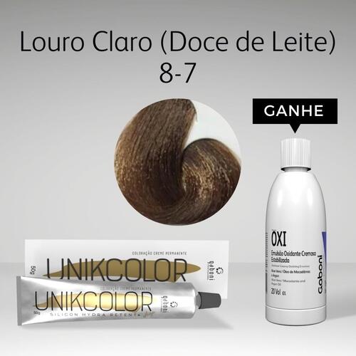 UnikColor 8-7 Louro Claro (Doce de Leite) 50g Gaboni