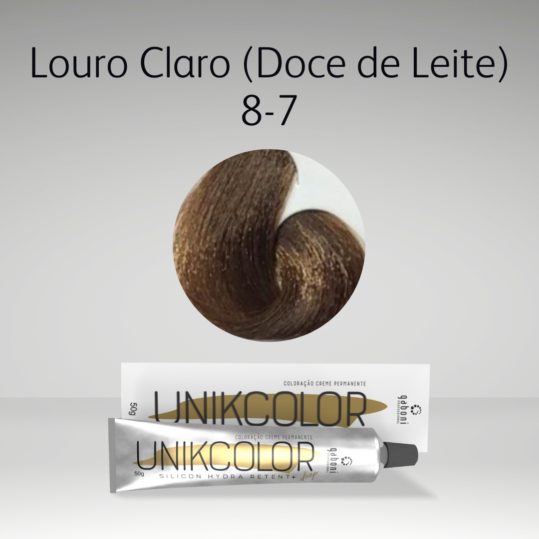 Comprar UnikColor 8-7 Louro Claro (Doce de Leite) 50g Gaboni - a partir de  R$23,65 - Gabonistore