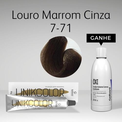 UnikColor 7-71 Louro Marrom Cinza 50g Gaboni