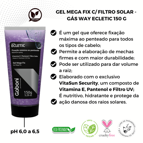 Gel Mega Fix com Filtro Solar Ecletic Gs Way 150ml Gaboni