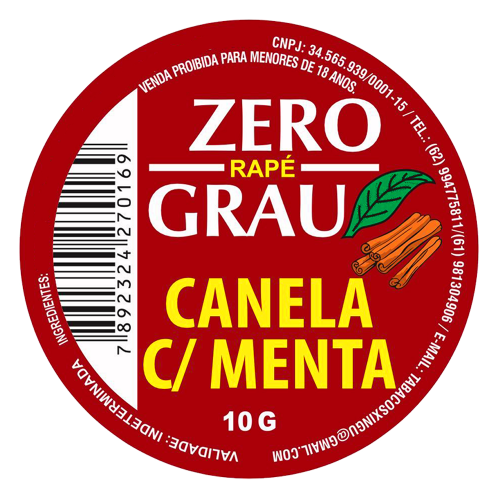 RAPE ZERO GRAU 10G CANELA COM MENTA - a partir de R$4,75