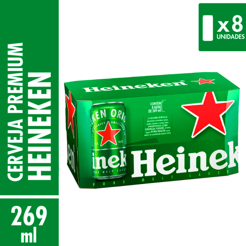 CERVEJA HEINEKEN LATA 269ML CAIXA COM 8 UNIDADES - a partir de R$36,10