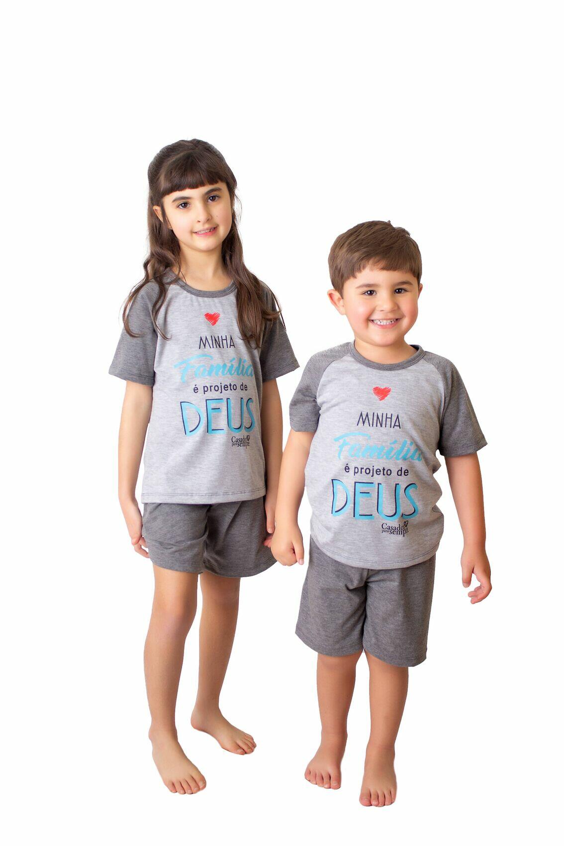 Pijama Curto Infantil Família Projeto de Deus