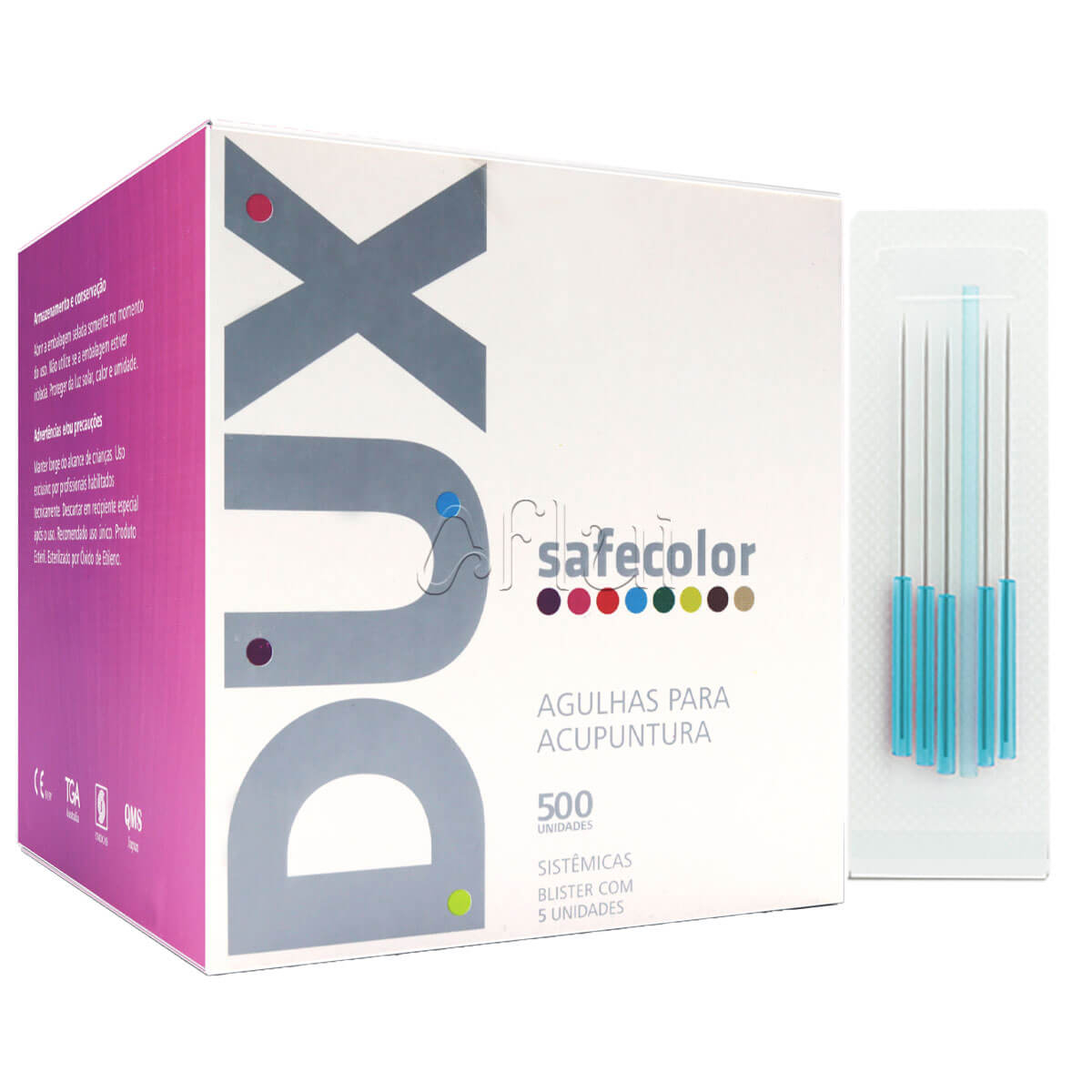 Agulha Acupuntura Sistêmica DUX Safecolor 500 agulhas a partir