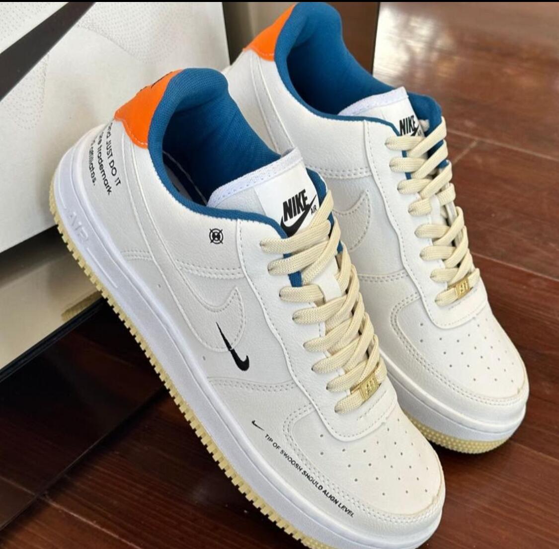 Comprar Tênis Air Force - Branco/BORDADO/LARANJA/LEVELL - Fortal Shoes