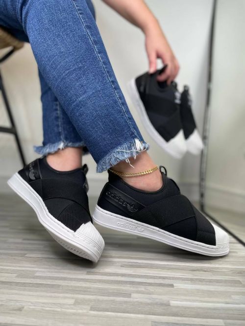 Tênis Adidas Feminino Preto Slip On Feminino Adidas Superstar Slip