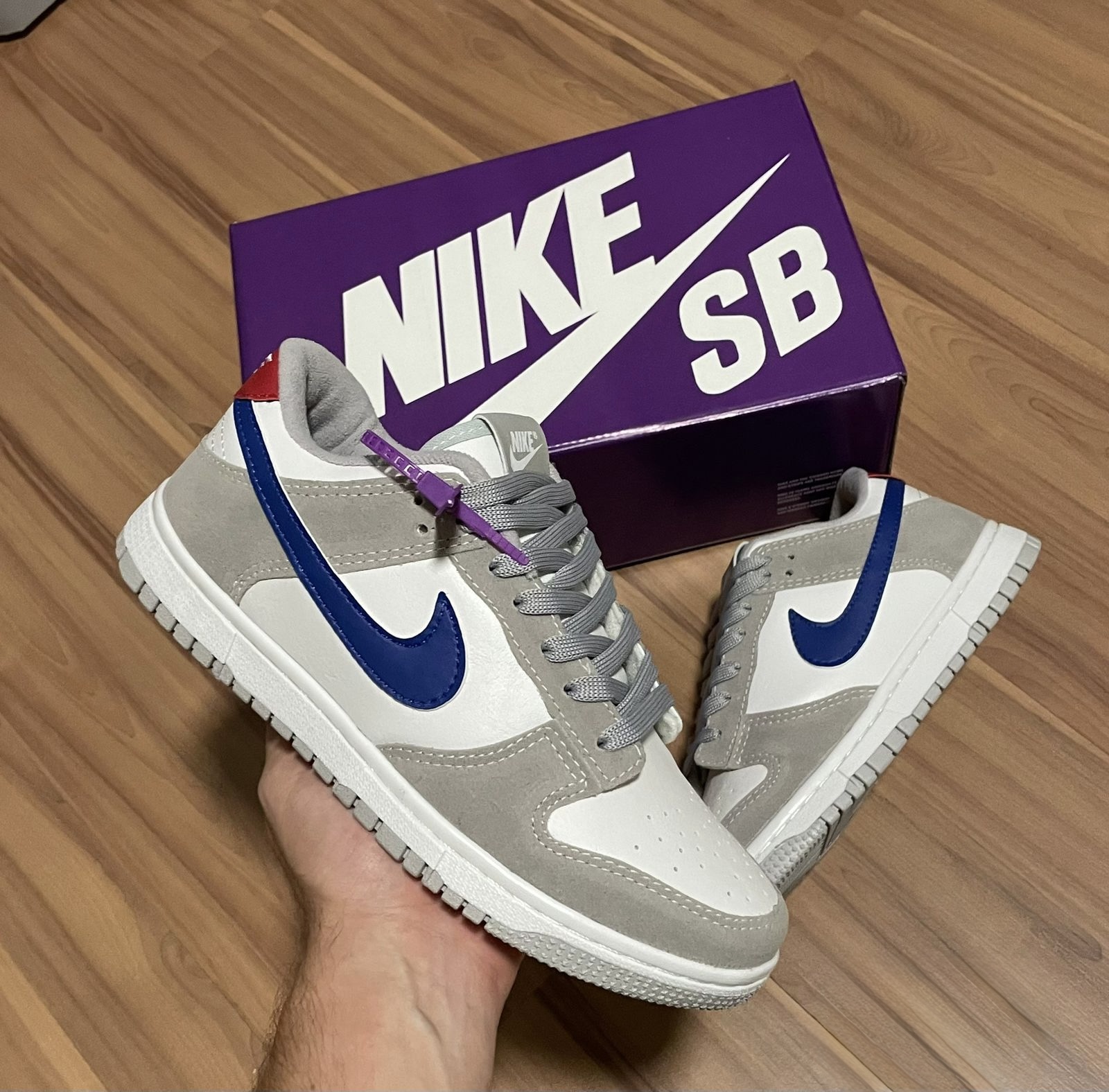 SBダンク Comprar Tênis Dunk Low - Cinza/Vermelho/Azul - Fortal Shoes