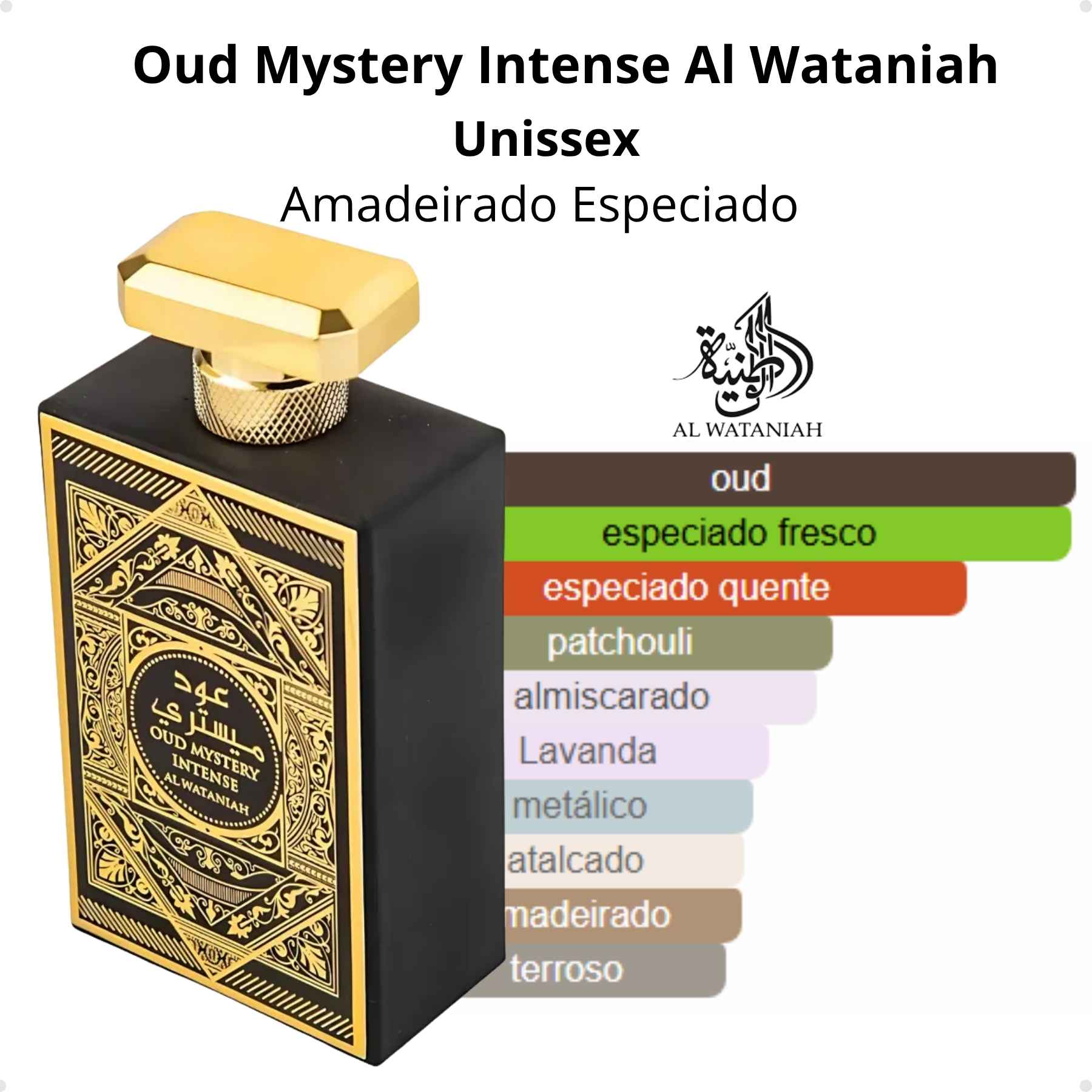 Perfume Arabe Al Wataniah Oud Mystery Intense EDP 100ml Masculino