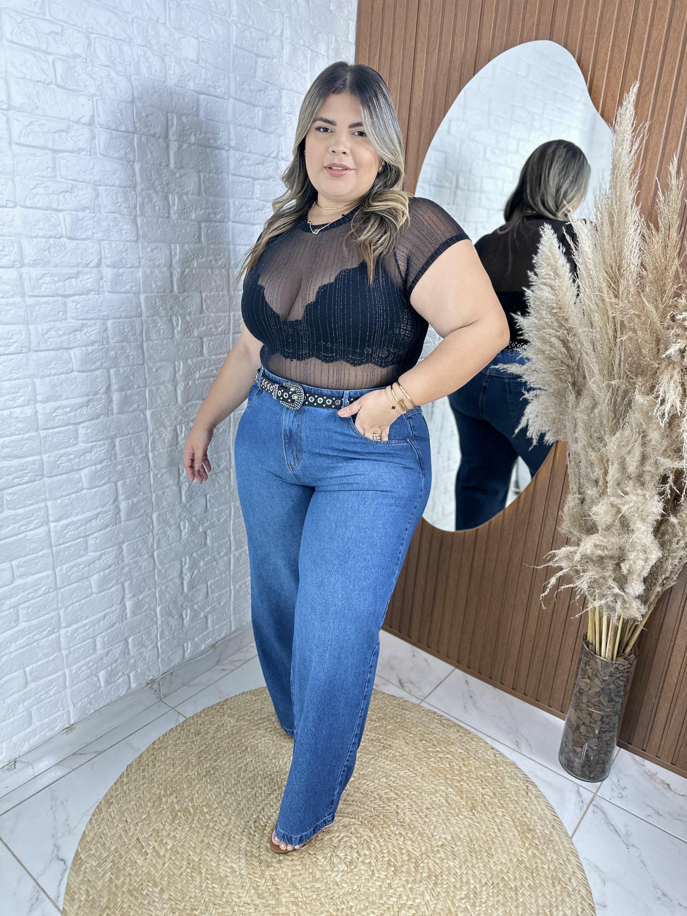 Wide Leg CalÃ§a Jeans Plus Size Barata Comprar CALÇA WIDE LEG LISA
