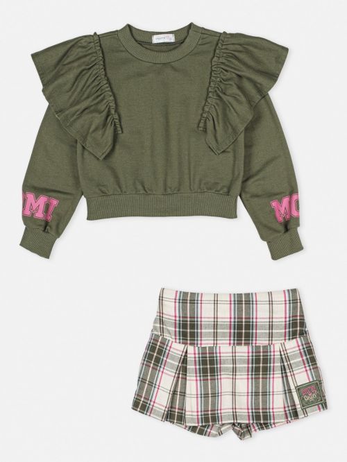 ももこ ② Conjunto Momi Casaco Verde e Short Xadrez - a partir de R$265,92
