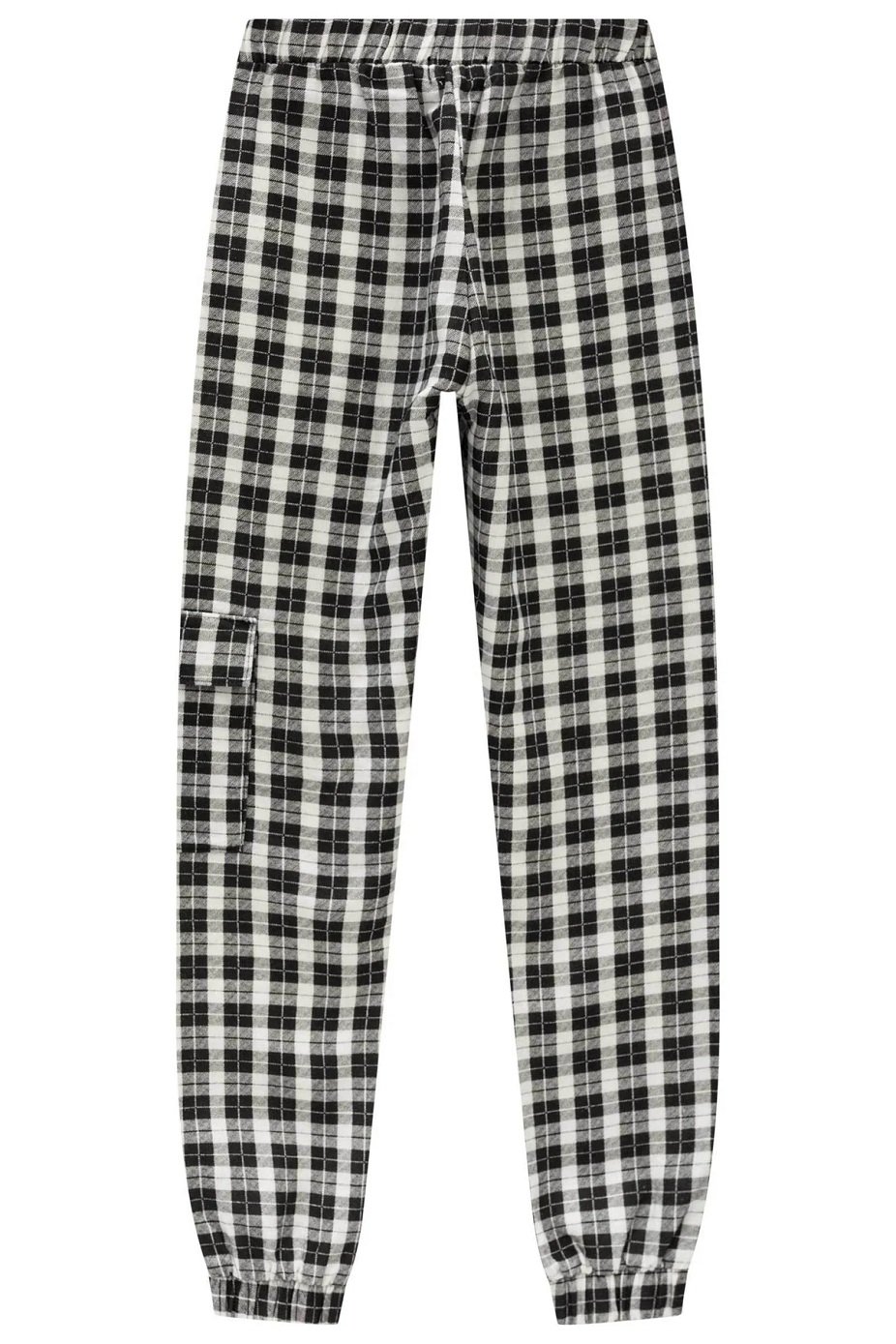 Calça Jogger Street Style em Tecido Xadrez Preto e Branco