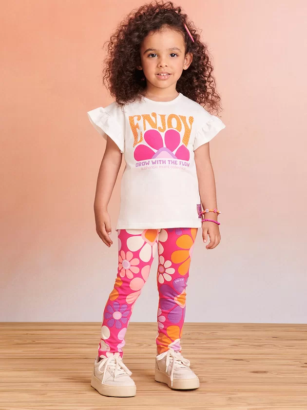 Conjunto Momi Off White Flores - a partir de R$153,35