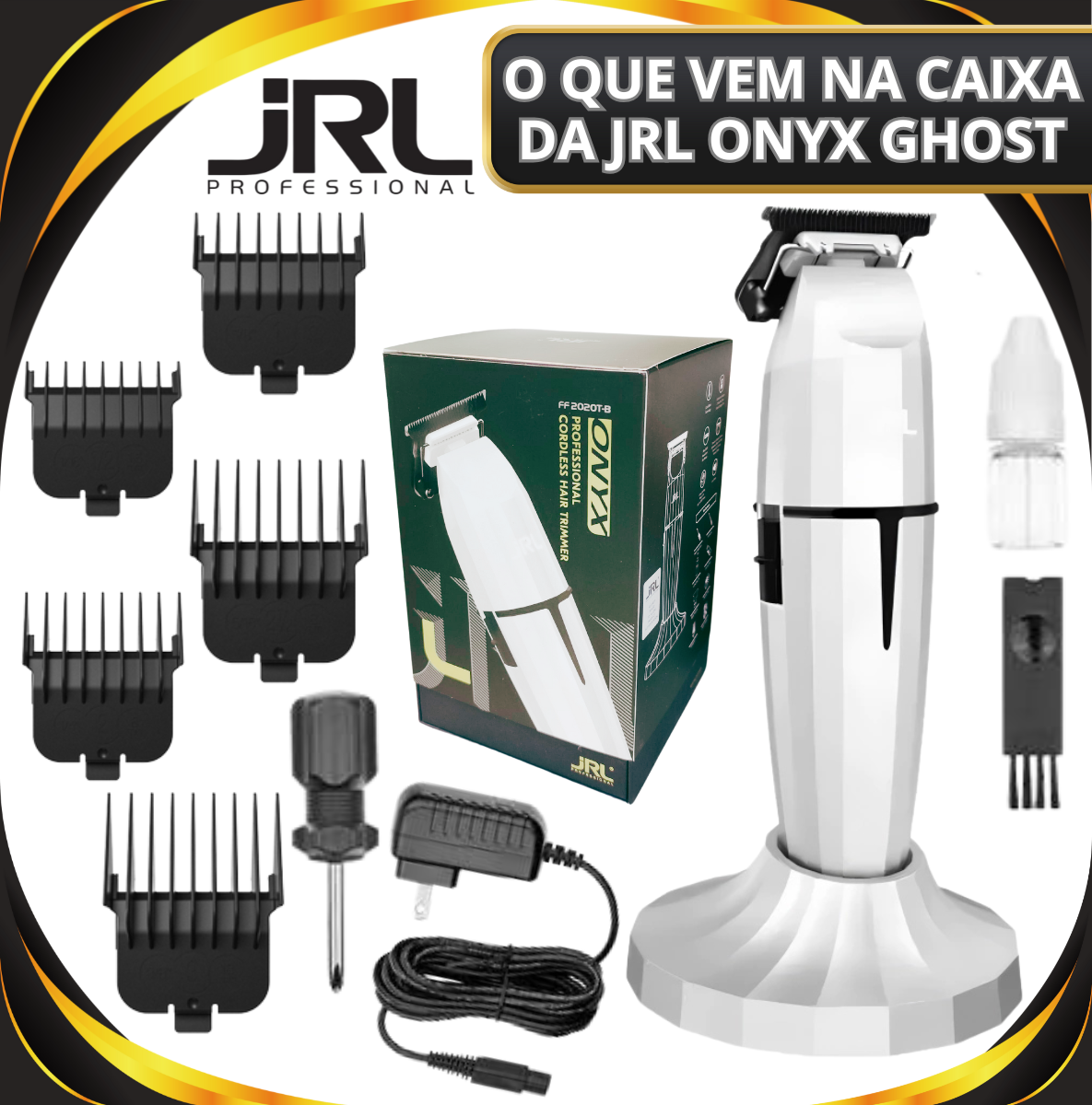 JRL GHOST[ONXY] トリマー　FF2020T-B　ホワイト Comprar Máquina De Acabamento JRL Onyx Ghost Sem Fio Profissional