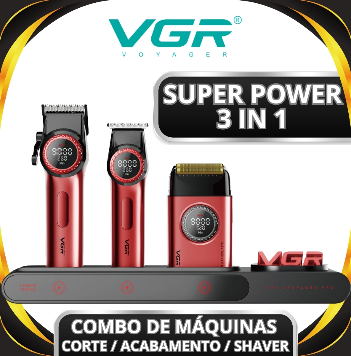 Vgr Pro Comprar Combo VGR Super Power Stepless Pro 3 In 1 - Vermelho - a partir ...