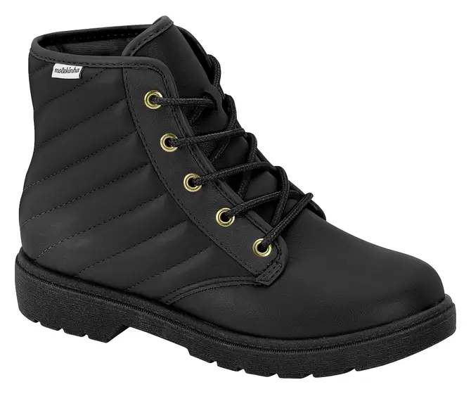 Coturno Feminino Bota Preta Cano Curto Infantil Bota Cano Curto