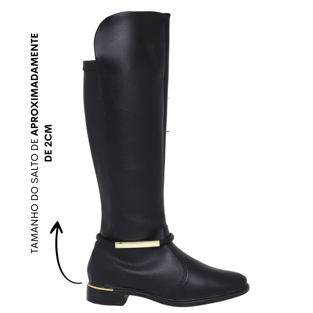 Comprar Bota Feminina Cano Longo Elastico Salto Grosso Baixo
