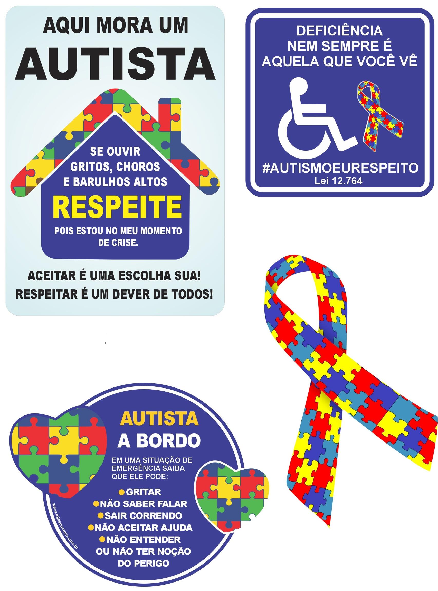 Comprar Kit 10 Adesivos Autismo Lei PCD Sinalize Apoio Inclusivo a ...