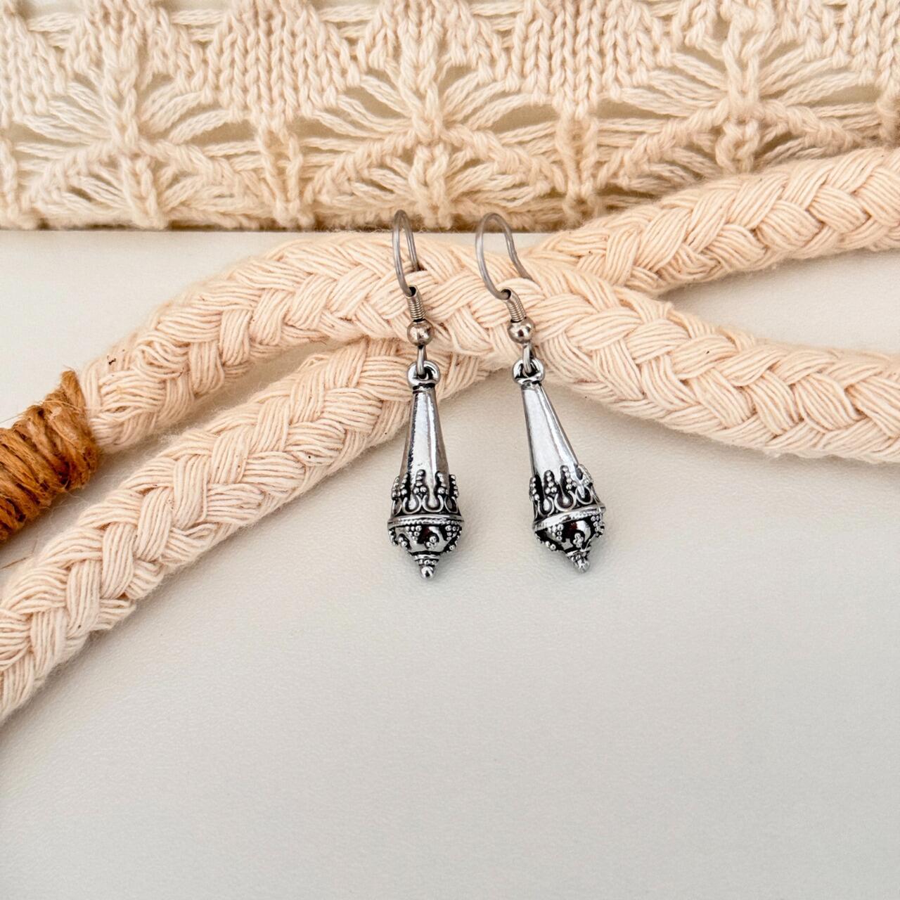 Grandi orecchini etnici in argento, stile etnico boho yoga