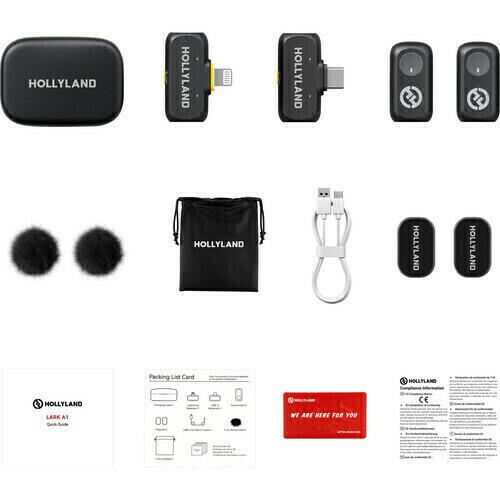 Microfone Lark A1 Combo Hollyland Lapela Duplo Sem Fio Smartphone