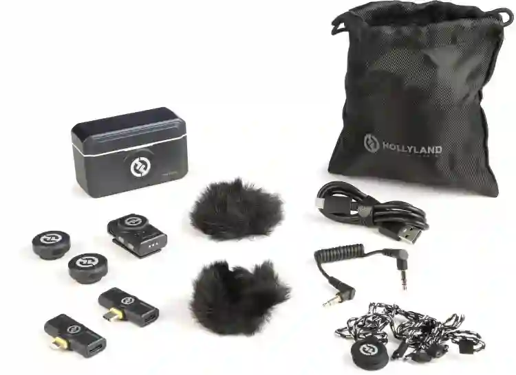 Microfone Lark M2 Combo Hollyland Lapela Duplo Sem Fio Câmera e