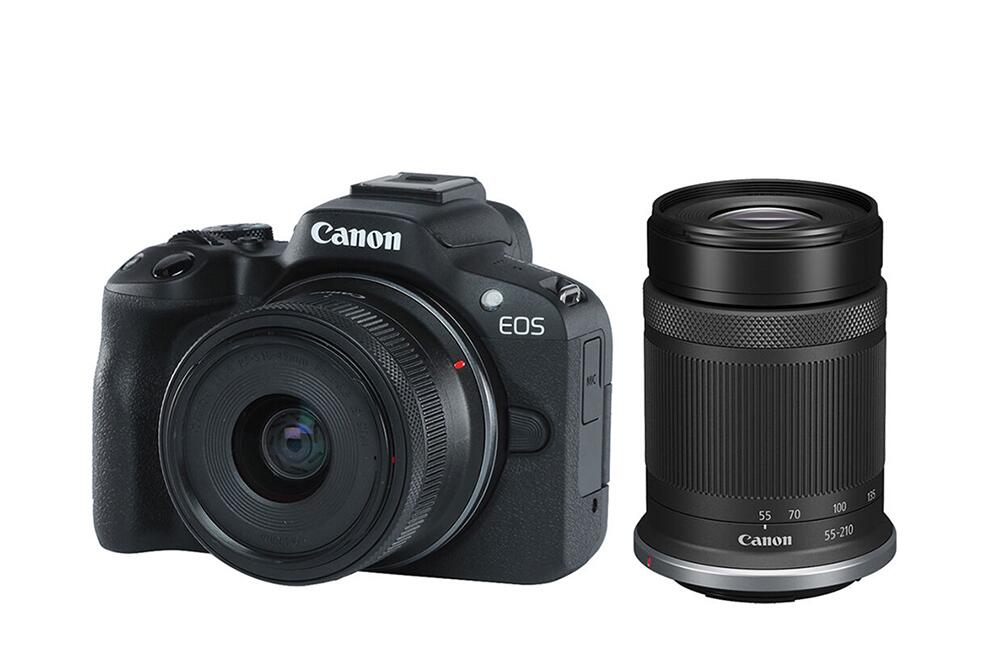 Câmera Canon EOS R50 Kit 18-45MM F/4.5-6.3 + Lente 55-210MM F/5-7.1 IS ...