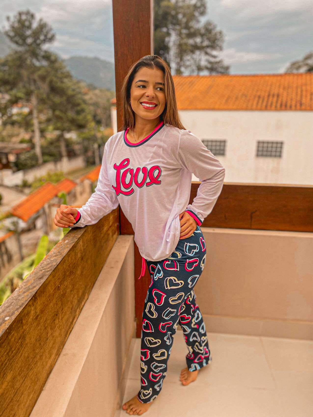 Pijama Feminino Longo de Inverno em Malha - Gatinhos