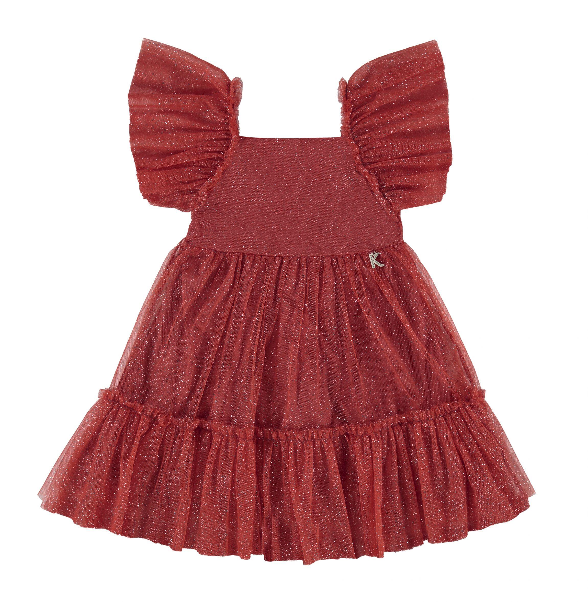 Comprar Vestido de Tule Vermelho Brilho - Kiki Xodó - STAR KIDS