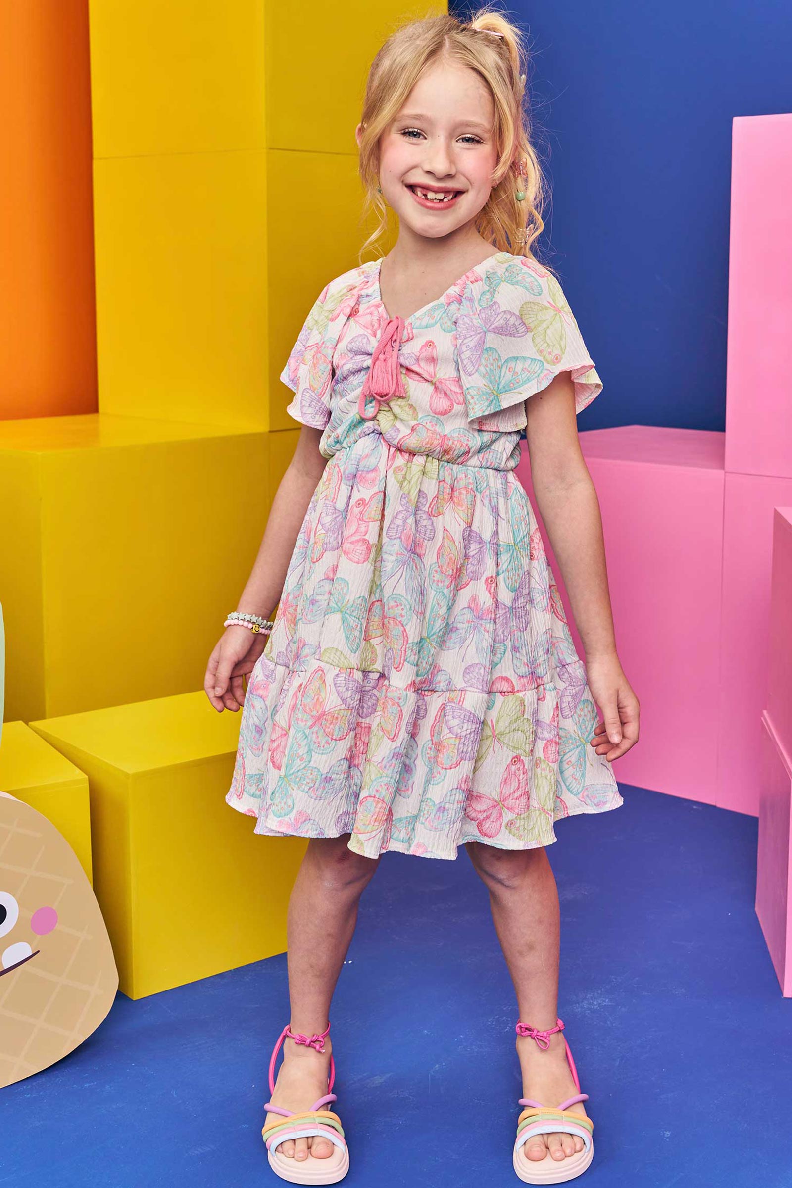 Comprar Vestido em Malha Texturizada com Estampa de Borboletas