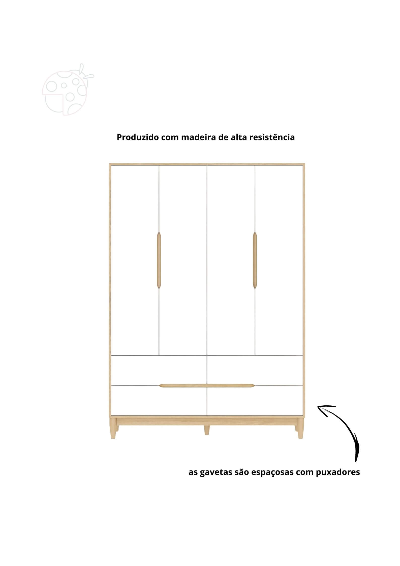 Comprar ARMÁRIO 4 PORTAS E 4 GAVETAS TOMI - QUATER - R$4.399,00