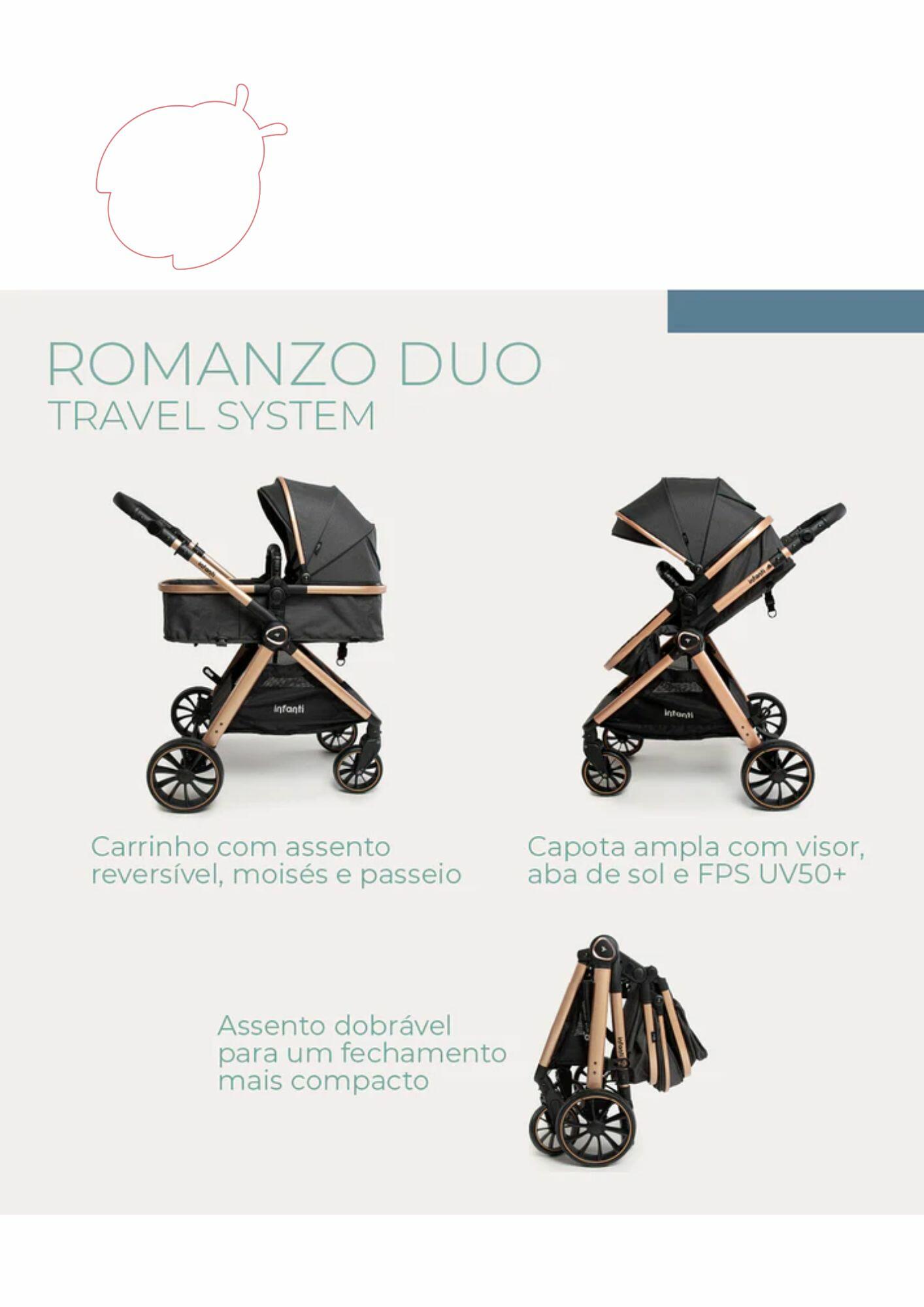 Comprar CARRINHO + BEBÊ CONFORTO E BASE TRAVEL SYSTEM ROMANZO