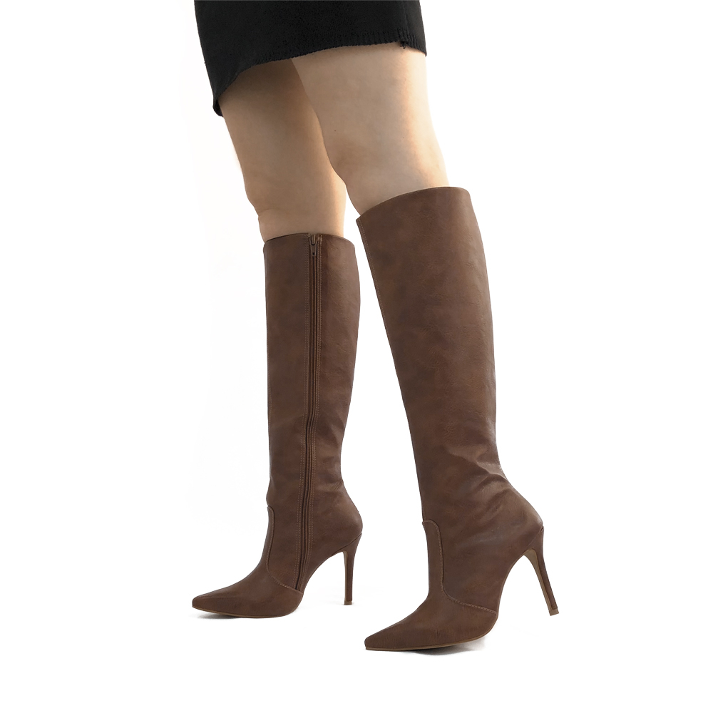 Bota Salto Fino Bota De Amarrar Cano Longo Bico Fino Botas