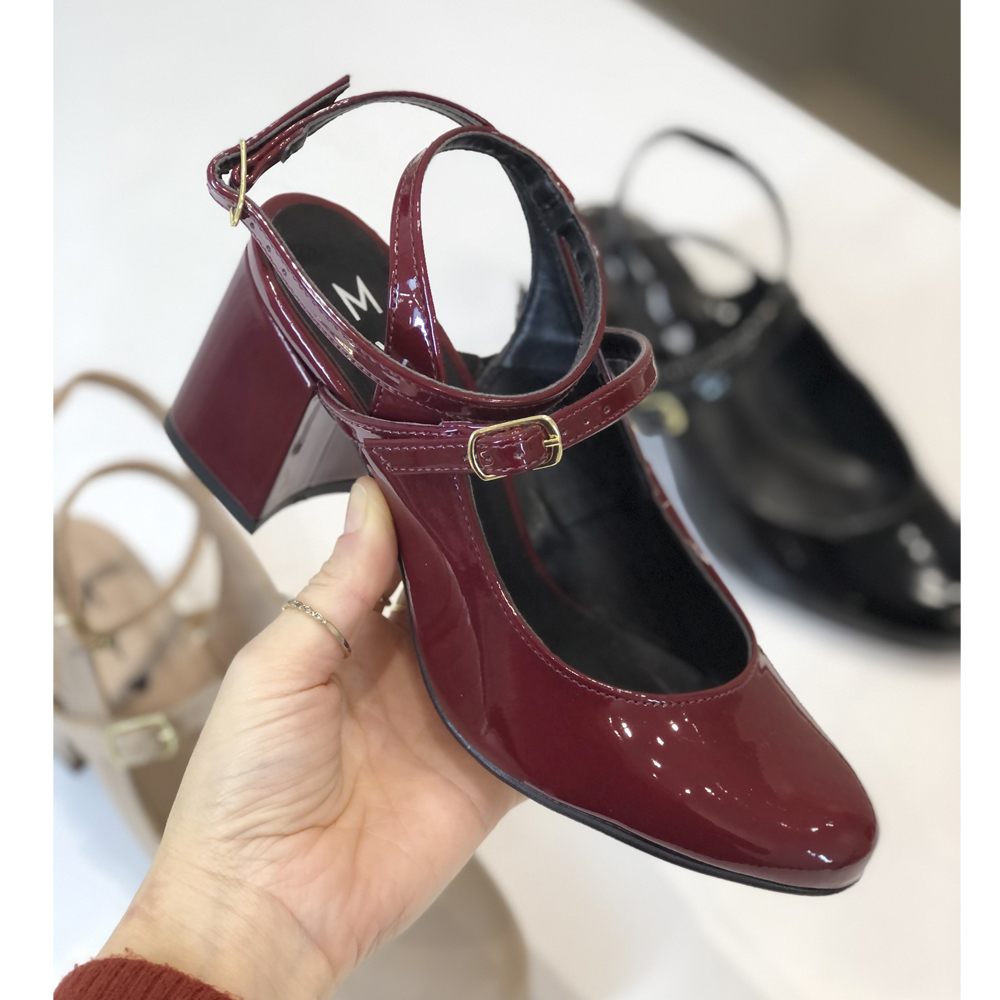 Sapato Boneca Salto Bloco Scarpin Tipo Boneca Sapato Feminino