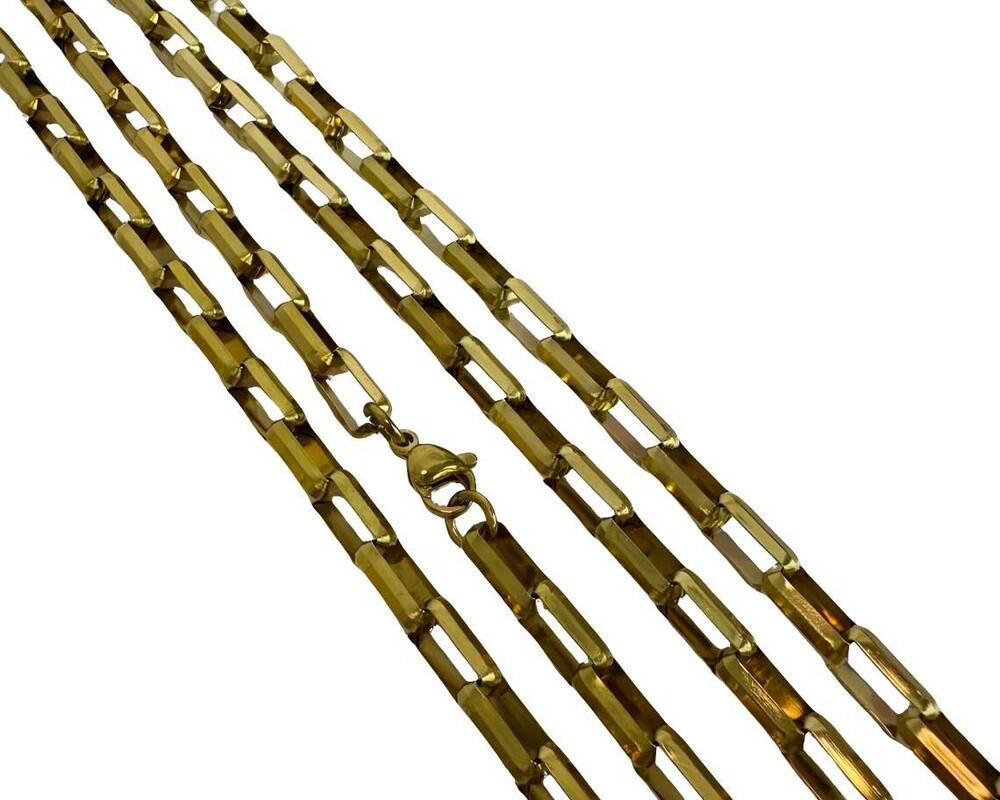 Corrente aço inox dourada modelo tijolinho 5.0mm / 70cm, robusta e  elegante. Kit com 12 unidades. - a partir de R$85,70