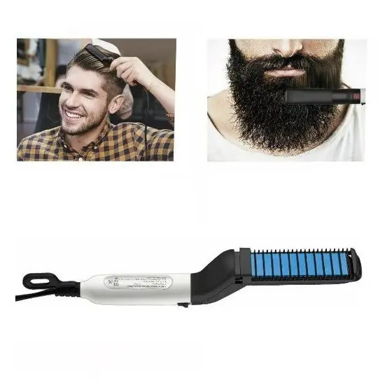 Escova Barba Chapinha Modelador Pente Portatil Para Cabelo Masculino Pente Eletrico Alisadora