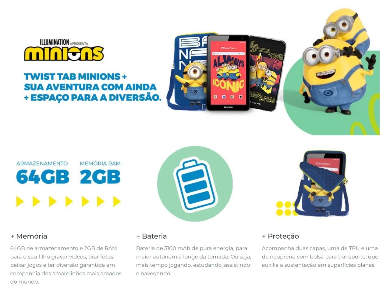 Comprar Tablet MINIONS Positivo Twist Tab+ T780F 64GB 2GB RAM 7 ...