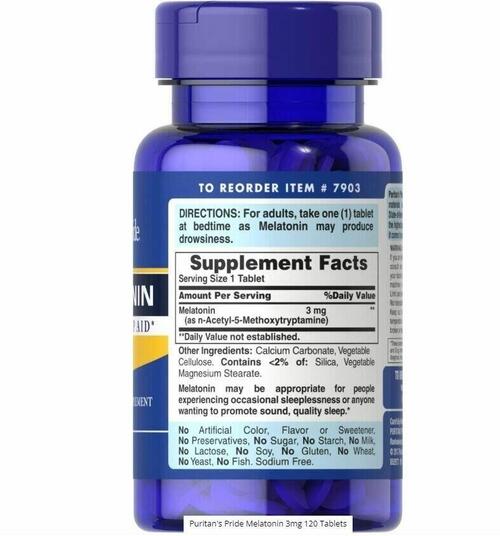 Melatonina 3 mg - Puritans Pride - 240 tabletes