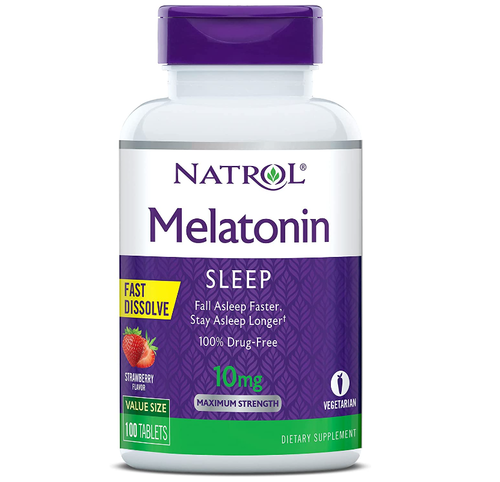 Melatonina 10 mg Fast Dissolve sublingual sabor Morango - Natrol - 100 comprimidos