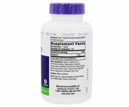 Melatonina 3 mg Fast Dissolve - Natrol - 150 Comprimidos (Validade 31/07/24)