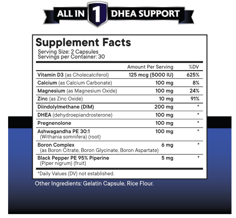 Comprar Dhea + Pregnenolona + Ashwagandha + Boro + D3 + DIM + Zinco ...