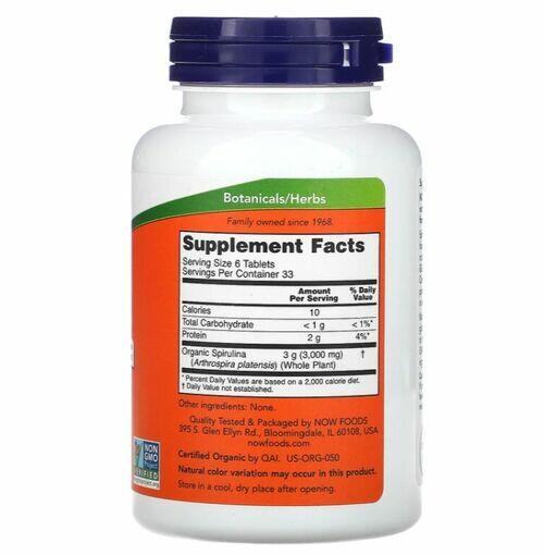 Spirulina 500 mg - Now Foods - Total 200 Tablets