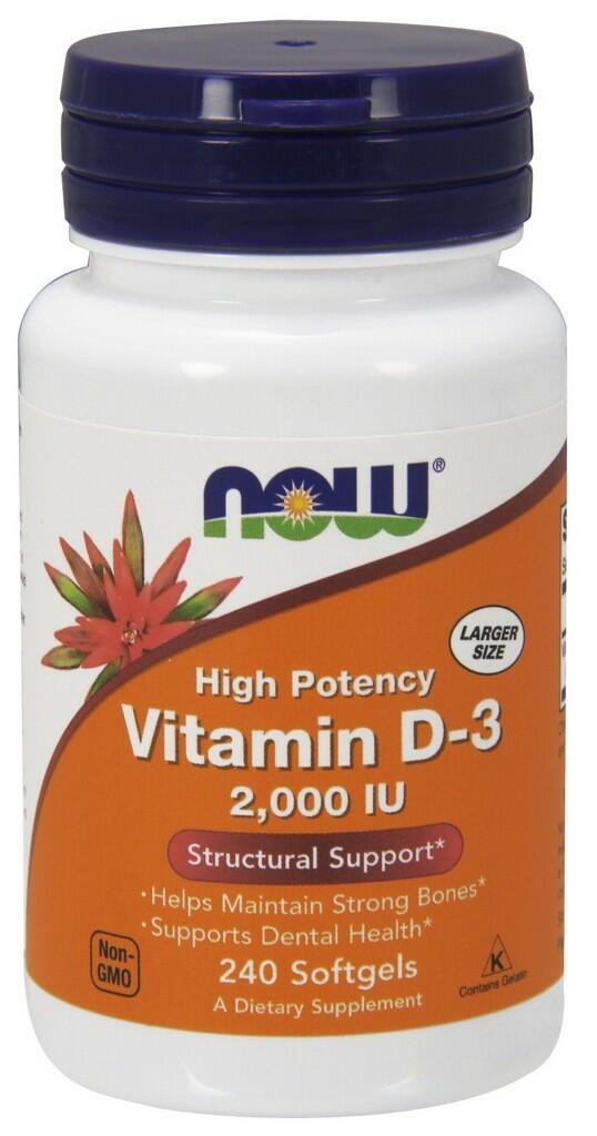 Vitamina D-3 2000 IU - Now Foods - 240 Softgels