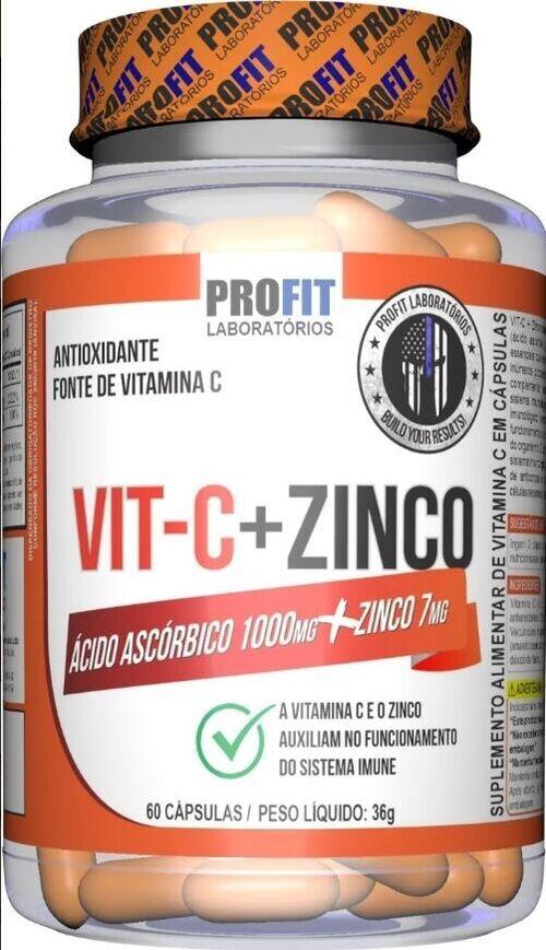 Vitamina C 1000mg + Zinco 7mg - Profit Labs - 60 cápsulas