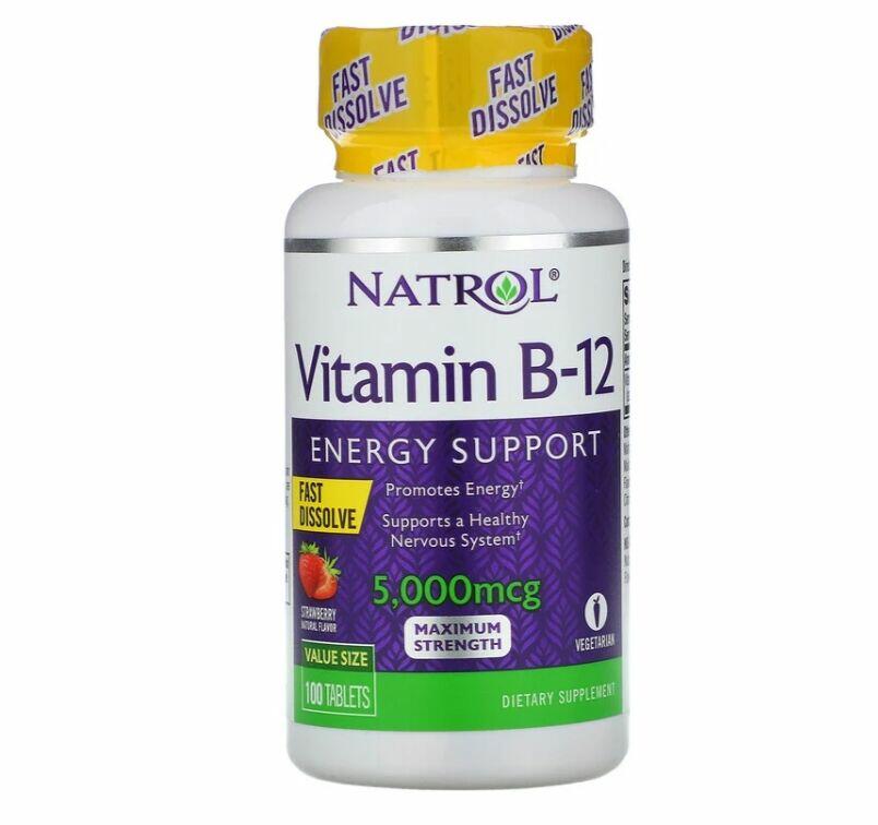Vitamina B-12 5000 mcg Fast Dissolve - Natrol - 100 Tablets Frete Grátis