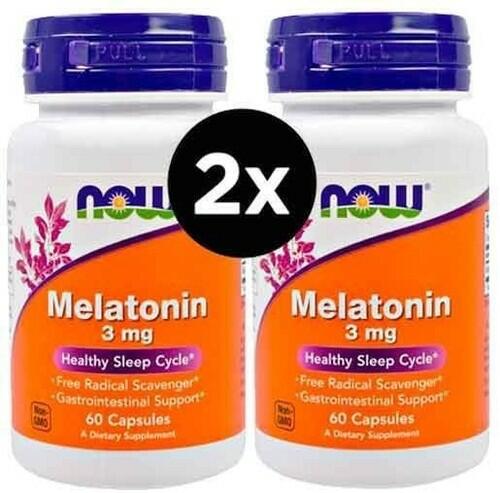 2 x Melatonina 3 mg - Now Foods - Total 120 Cpsulas