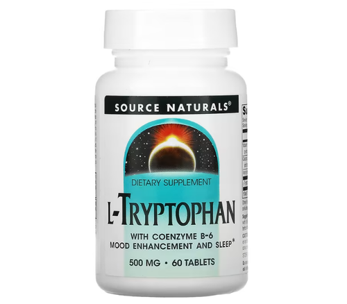L-Triptofano (L-Tryptophan) 500 mg + Coenzima B6 - Source Naturals - 60 tablets