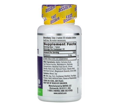 Melatonina 3 mg Fast Dissolve sublingual sabor morango - Natrol - 90 Comprimidos